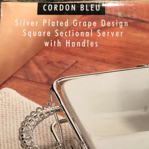 Vintage Silver Plated Grape Vines Leaves and White Ceramic Dip Tray Gordon Blue - Picture 2 of 11